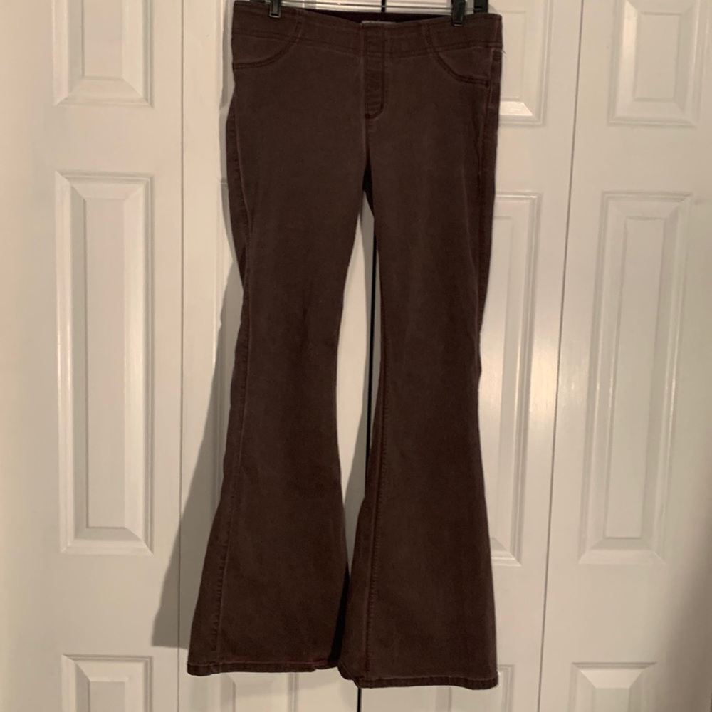 Free People maroon pull on flare pants size 30